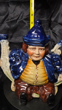 Load image into Gallery viewer, Vintage Staffordshire Toby Parliament Judge Figural Teapot – Blue &amp; White Porcelain Character Tea Pot
