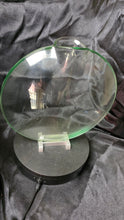 Cargar imagen en el visor de la galería, Modern Clear Art Glass Oval Sculpture on Rotating Display Stand – Contemporary Display Piece

