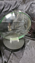 Cargar imagen en el visor de la galería, Modern Clear Art Glass Oval Sculpture on Rotating Display Stand – Contemporary Display Piece
