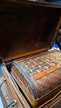 Load image into Gallery viewer, Vintage Woven Bamboo Nesting Trunk Set (3-Piece) with Domed Lids &amp; Brass Latches

