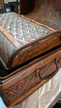 Load image into Gallery viewer, Vintage Woven Bamboo Nesting Trunk Set (3-Piece) with Domed Lids &amp; Brass Latches
