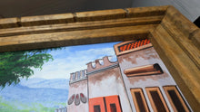 गैलरी व्यूवर में इमेज लोड करें, Vintage Signed Mexican Street Scene Oil Painting in Rustic Carved Wood Frame

