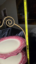 Load image into Gallery viewer, Gibson Everyday Gardino Rosso 3 Tier Serving Stand Red Hand Painted Dessert Tray

