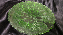 Load image into Gallery viewer, Vintage Indiana Glass Uranium Pebble Leaf Plate Depression Era Green Glass
