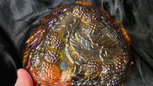Load image into Gallery viewer, Vintage Indiana Glass Loganberry &amp; Leaf Amber Carnival Glass Bowl
