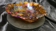 Load image into Gallery viewer, Vintage Indiana Glass Loganberry &amp; Leaf Amber Carnival Glass Bowl
