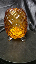 Load image into Gallery viewer, Vintage Fenton Amber Pineapple Hobnail Egg Vase with Crystal Ball Feet
