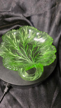 Load image into Gallery viewer, Vintage Indiana Glass Green Uranium Cabbage Leaf Nappy Dish
