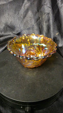 Load image into Gallery viewer, Vintage Indiana Glass Wild Rose Marigold Carnival Glass Candle Holder
