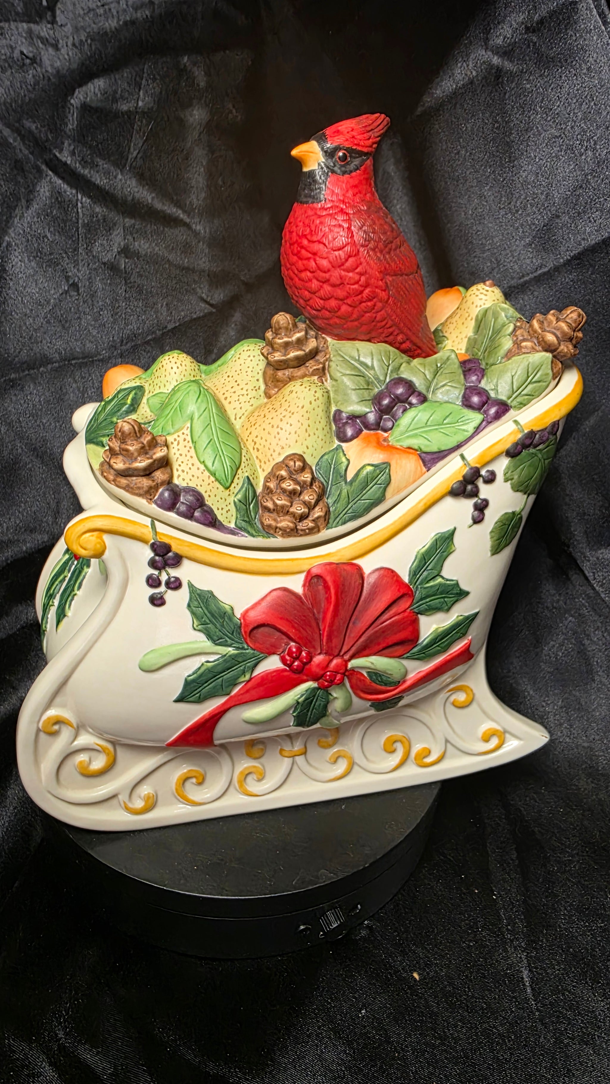 Lenox Winter Greetings Everyday Sleigh Cookie Jar with Cardinal