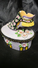 Load image into Gallery viewer, Vintage Victorian Style Floral Shoe Trinket Box with Hinged Lid
