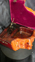गैलरी व्यूवर में इमेज लोड करें, Handcrafted Burl Wood Jewelry Box with Brass Latch and Velvet Interior
