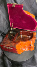 गैलरी व्यूवर में इमेज लोड करें, Handcrafted Burl Wood Jewelry Box with Brass Latch and Velvet Interior
