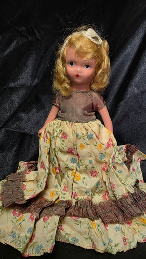 Vintage Nancy Ann Storybook Doll Bisque Blonde Floral Dress