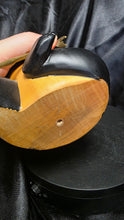 将图片加载到图库查看器，Vintage Sarreid Hand-Carved Wooden Panda Figurine with Brass Bamboo Accent
