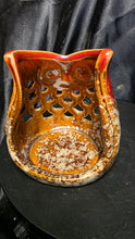 将图片加载到图库查看器，Vintage Ceramic Owl Luminary Red Orange Glaze Votive Holder
