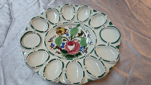 Vintage Italy Norwalk Hand-Painted Floral Deviled Egg Plate Majolica 12-Well