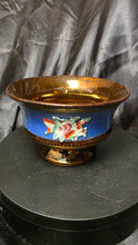 Cargar imagen en el visor de la galería, Victorian Copper Lustre Footed Bowl with Staffordshire Blue Band &amp; Floral Relief

