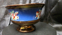 Cargar imagen en el visor de la galería, Victorian Copper Lustre Footed Bowl with Staffordshire Blue Band &amp; Floral Relief
