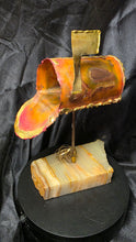Load image into Gallery viewer, Vintage Brutalist Copper Mailbox Sculpture by Steve Anderson Onyx Base
