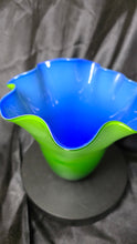 Load image into Gallery viewer, Gorgeous Designs Studio Green &amp; Blue Fazzoletto Art Glass Vase

