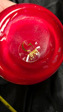 Load image into Gallery viewer, Gorgeous Designs Handblown Cased Glass Handkerchief Vase Ruby Red Chartreuse
