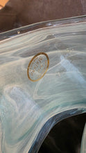 गैलरी व्यूवर में इमेज लोड करें, Murano Art Glass Handkerchief Vase – Celadon &amp; Turquoise Seafoam Waves
