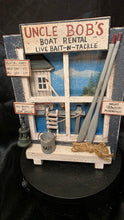 Cargar imagen en el visor de la galería, “Uncle Bob’s Boat Rental” Rustic Lake Shack Wall Décor – 3D Fishing Lodge Scene
