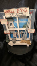 Cargar imagen en el visor de la galería, “Uncle Bob’s Boat Rental” Rustic Lake Shack Wall Décor – 3D Fishing Lodge Scene

