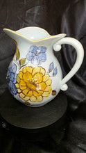 Load image into Gallery viewer, Vintage Hand-Painted Mediterranean Floral Ceramic Pitcher
