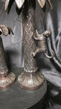 Charger l'image dans la galerie, Bombay Brass Monkey Palm Tree Candle Holders – Hollywood Regency Pair
