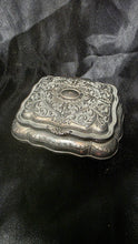 Load image into Gallery viewer, Vintage Ornate Silver Tone Jewelry Casket with Velvet Interior Trinket Box
