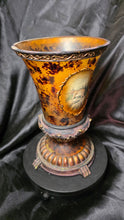 Load image into Gallery viewer, Tortoiseshell Art Glass Hurricane Candle Holder Leopard Wildlife Pedestal Vase

