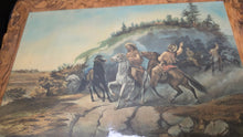 将图片加载到图库查看器，Currier &amp; Ives “Taking The Back Track” Western Scene Wood Plaque Wall Art
