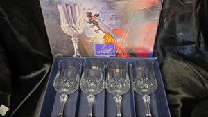 Cristal d'Arques Longchamp French Lead Crystal Wine Glasses Set of 4 Boxed