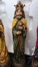 将图片加载到图库查看器，Three Kings Nativity Figurines Set Faux Wood Finish Christmas Wise Men Trio
