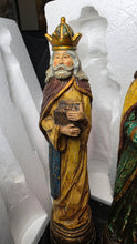 将图片加载到图库查看器，Three Kings Nativity Figurines Set Faux Wood Finish Christmas Wise Men Trio
