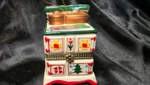 Load image into Gallery viewer, Mr Christmas Teddy Bear Bakers Porcelain Music Box Stove Ornament Hinged
