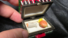 Charger l'image dans la galerie, Retro Diner Porcelain Trinket Box Hinged 1950s Style Burger Miniature Charm
