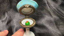 将图片加载到图库查看器，Vintage Martini Glass Trinket Box Porcelain Olive Cocktail Hinged Keepsake
