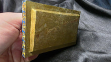 将图片加载到图库查看器，Egyptian Revival Sphinx Trinket Box Lid Gold Blue Resin Decor
