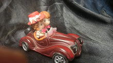 将图片加载到图库查看器，Romantic Couple in Red Convertible Figurine Vintage Style Love Keepsake
