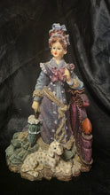 Charger l'image dans la galerie, Victorian Lady Figurine with Dog Romantic Garden Scene Resin Sculpture
