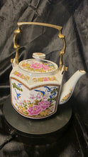 Load image into Gallery viewer, Vintage HOMCO Japanese Porcelain Teapot Brass Handle Floral Bird
