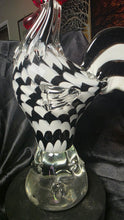 Load image into Gallery viewer, Massive Murano Style Art Glass Rooster 16” Black White 10lb Sculpture

