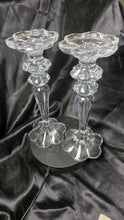 Load image into Gallery viewer, Pair Vintage Crystal Candlesticks Scalloped Floral Form 12 Inch Elegant Set
