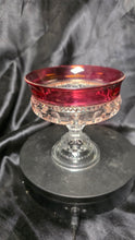 Load image into Gallery viewer, Vintage Ruby Flash Thumbprint Pedestal Compote Dish King's Crown Glass

