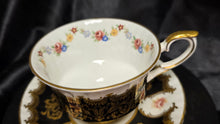 Charger l'image dans la galerie, Paragon Pembroke Fine Bone China Teacup and Saucer Black Gold England
