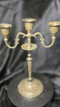 将图片加载到图库查看器，Vintage Brass 3-Arm Candelabra Ornate Indo-Persian Style 12” Taper Holder

