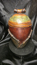 Load image into Gallery viewer, Maitland-Smith Style Lidded Urn Jar Leaf Motif Decorative Vessel
